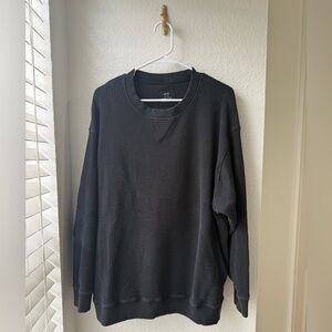 AERIE WAFFLE KNIT BLACK LONG SLEEVE OVERSIZED SHIRT SIZE EXTRA LARGE XL EUC